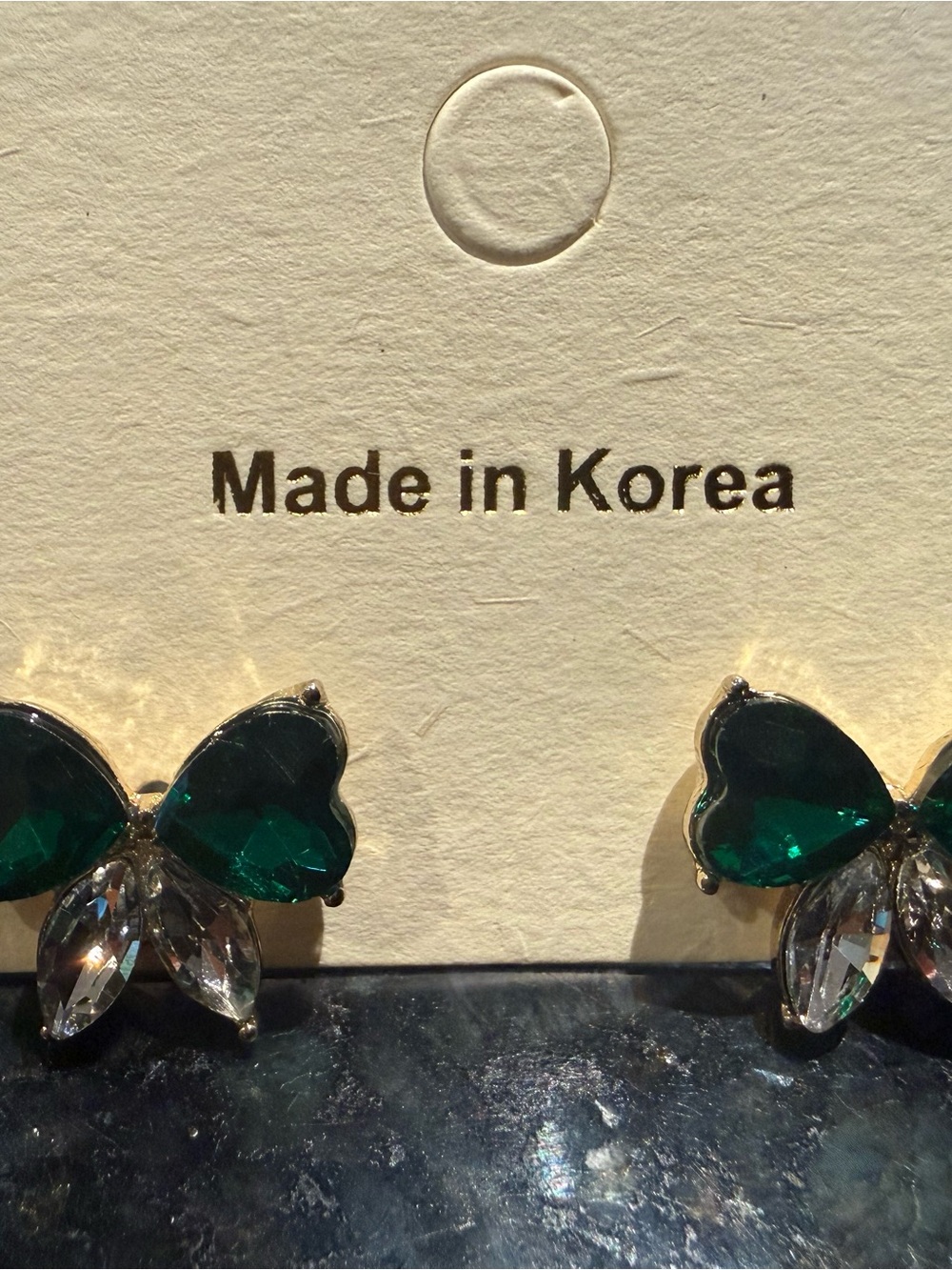 Emerald Green Butterfly Crystal Stud Earrings - Women Jewelry